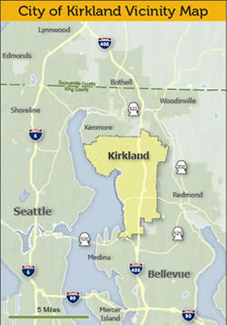 Kirkland Getting Here Map