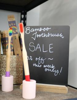 Bamboo toothbrushes from Scoop Marketplace